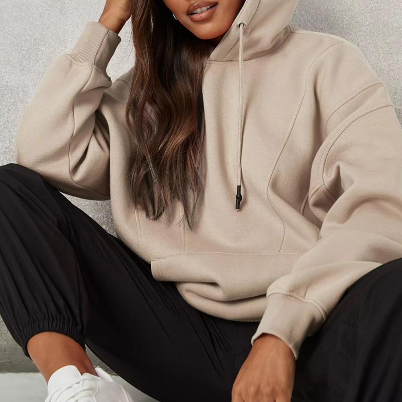 seam detail rib hem hoodie