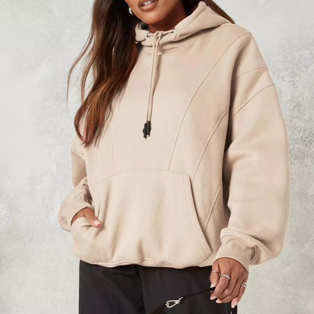 seam detail rib hem hoodie
