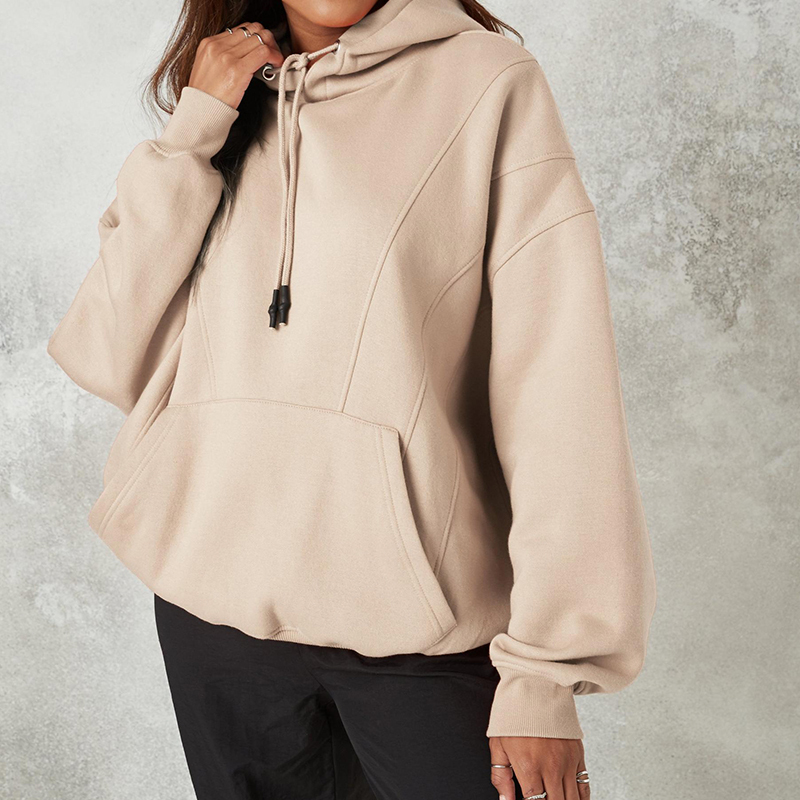 seam detail rib hem hoodie