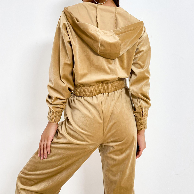 velour zip through hooded jacket