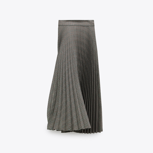 Pleated plaid skirt