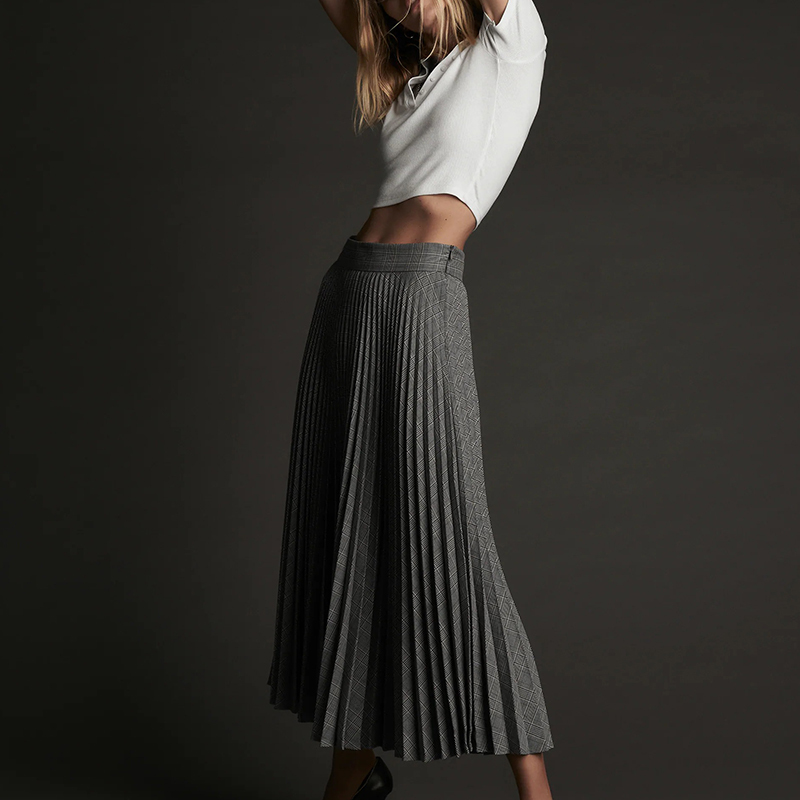 Pleated plaid skirt