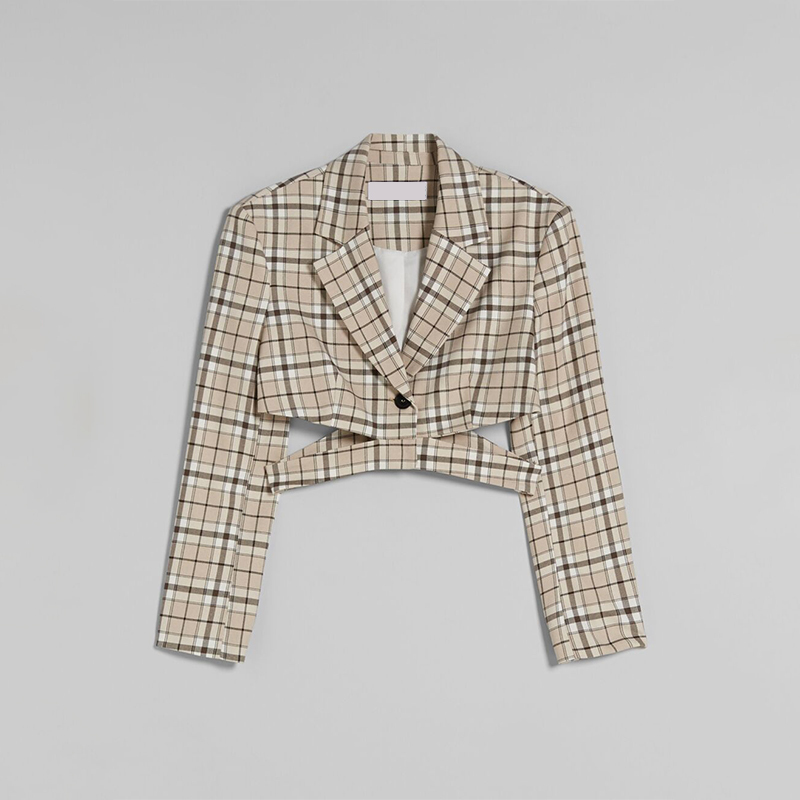 Short check blazer