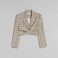 Short check blazer