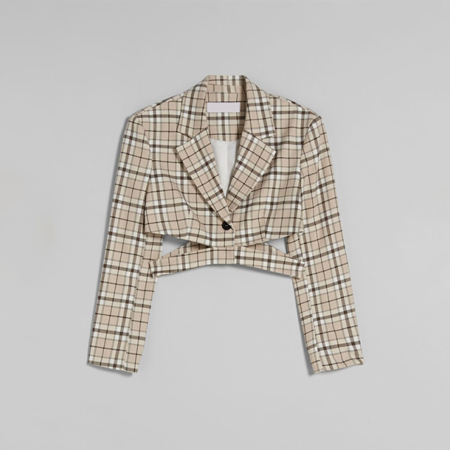 Short check blazer