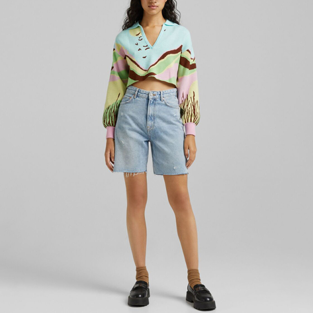 Landscape print sweater