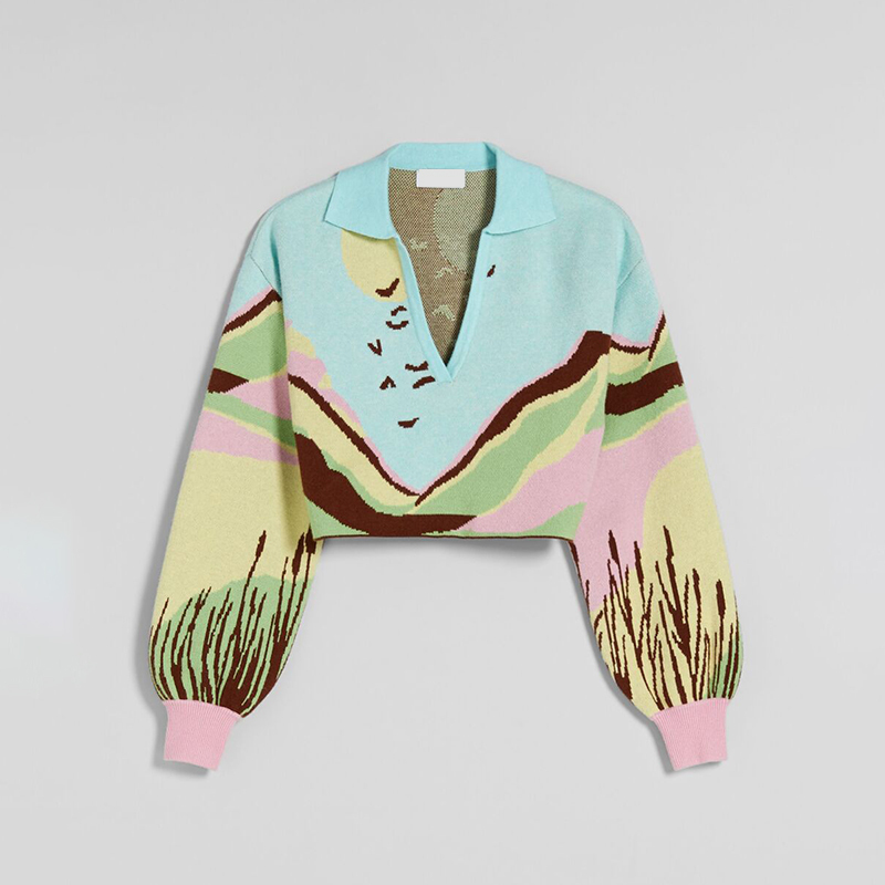 Landscape print sweater