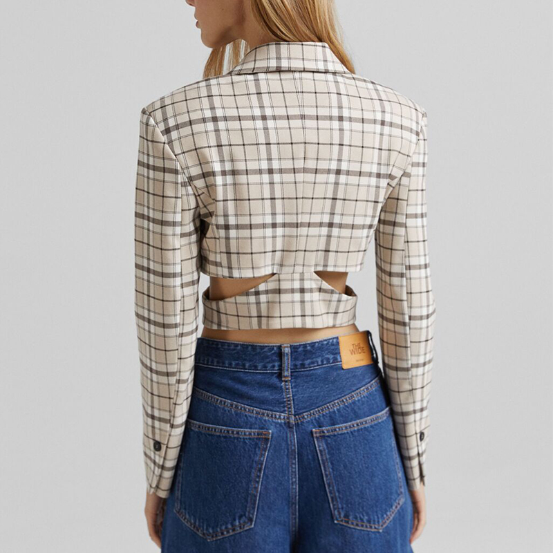 Short check blazer