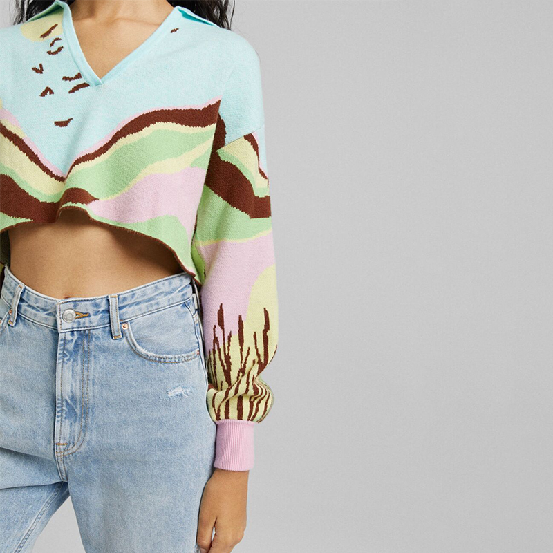 Landscape print sweater