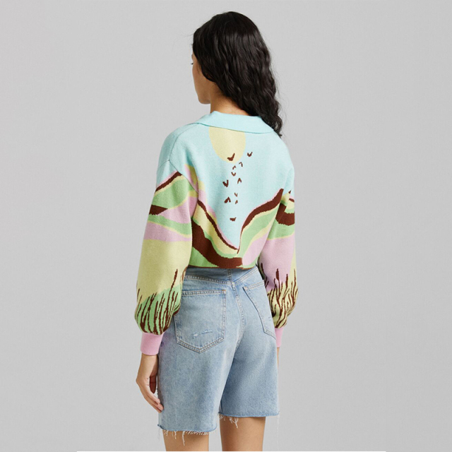 Landscape print sweater
