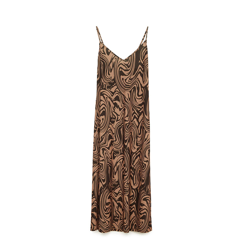 Printed strap midi dress