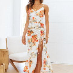 BOUQUETS OF FUN MIDI DRESS WHITE