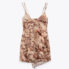 Silk satin texture print dress