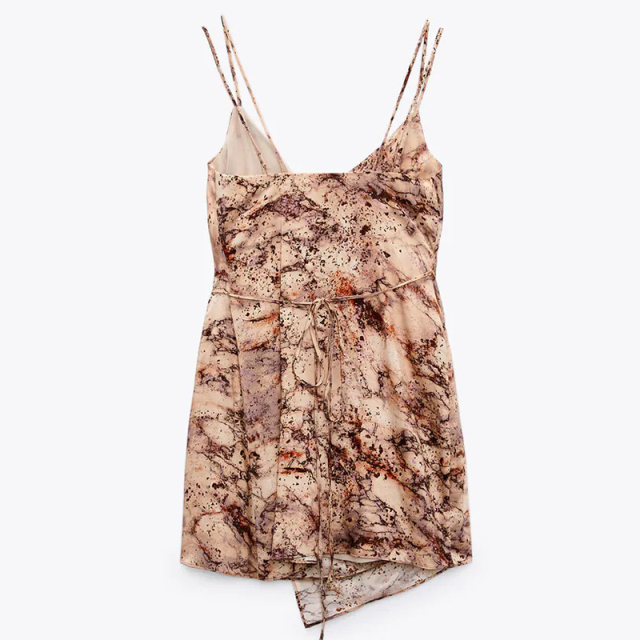 Silk satin texture print dress