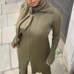 Ribbed polo-neck dress