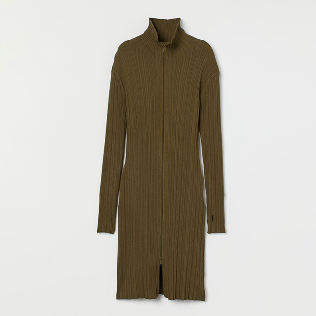 Ribbed polo-neck dress