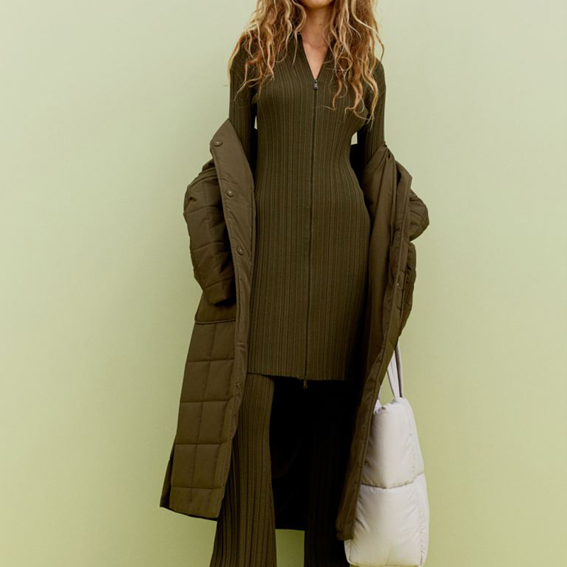 Ribbed polo-neck dress