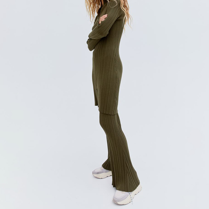 Ribbed polo-neck dress