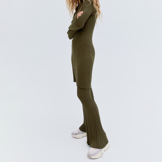 Ribbed polo-neck dress