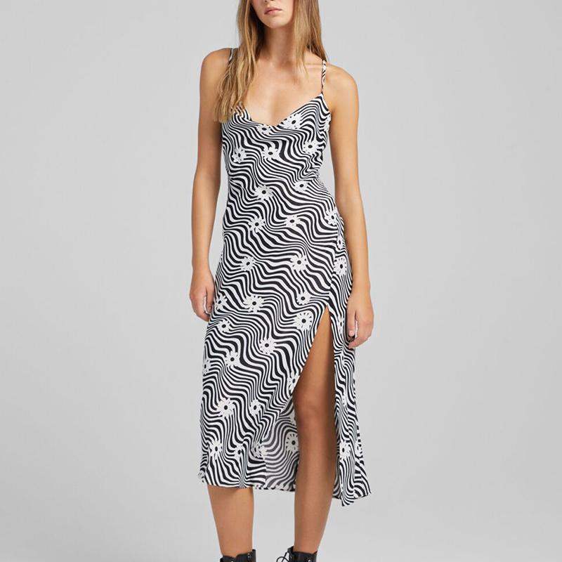 Mid-length satin dress