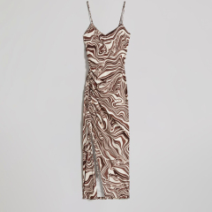 Printed pleated midi dress