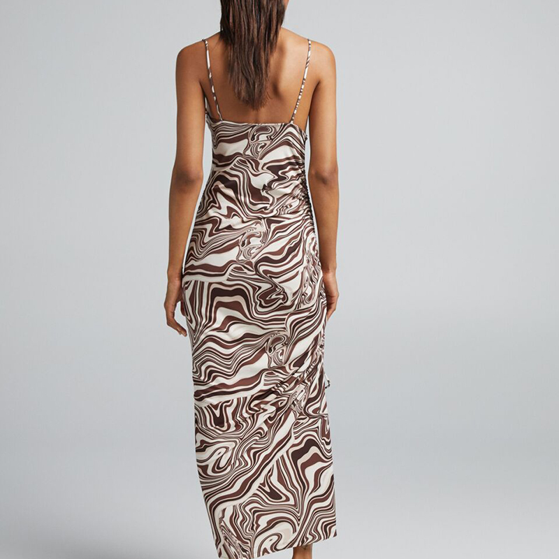 Printed pleated midi dress