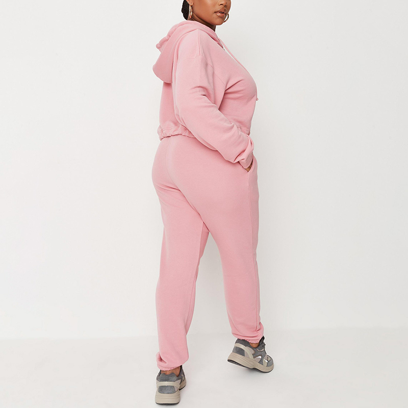 Zip cropped hoodie and joggers set