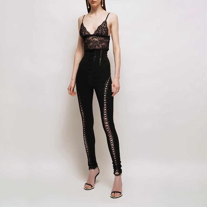 Lace-up pants