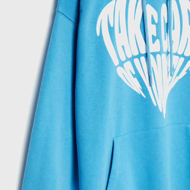 Blue oversized hooded sweatshirt