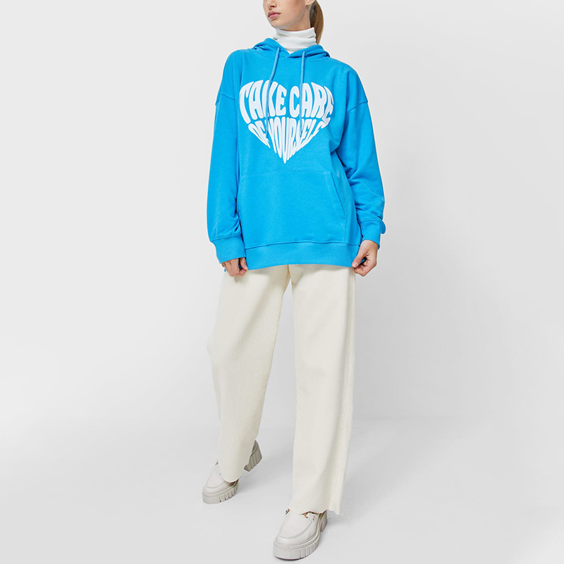 Blue oversized hooded sweatshirt