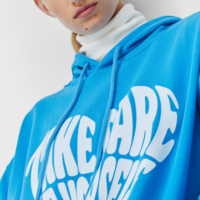 Blue oversized hooded sweatshirt