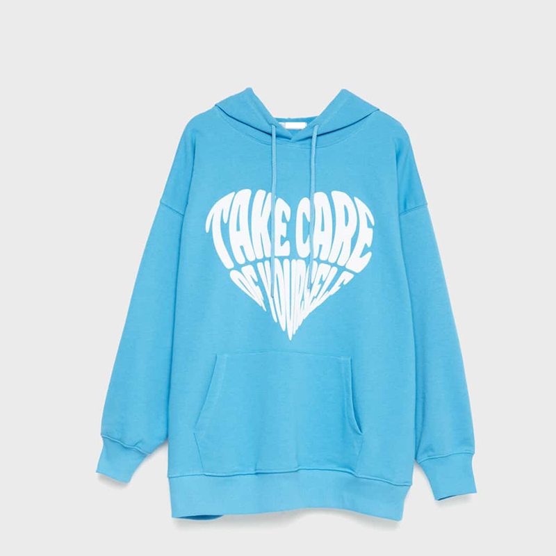 Blue oversized hooded sweatshirt