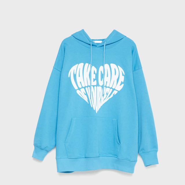 Blue oversized hooded sweatshirt