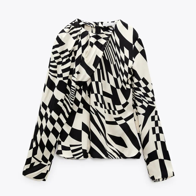 Pleated printed shirt