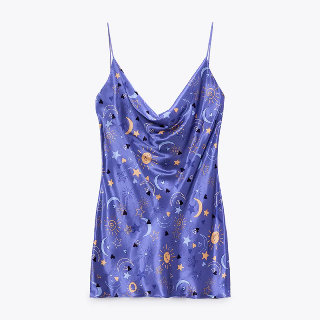 PRINTED SATIN DRESS