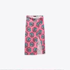 PRINTED LINEN BLEND SKIRT