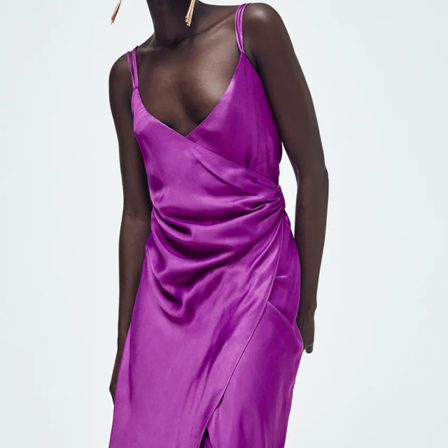 SATIN MIDI DRESS