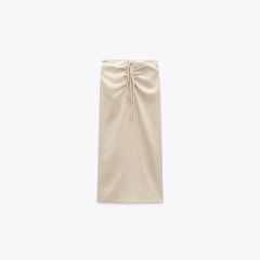 LINEN BLEND SKIRT WITH TIES