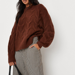 chocolate crew neck knit sweater