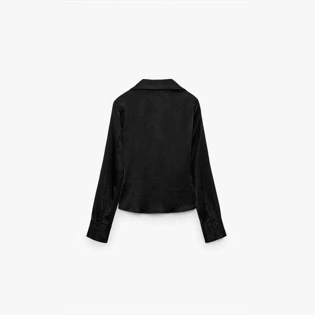 Slim-fit silk satin shirt