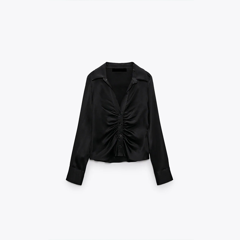 Slim-fit silk satin shirt