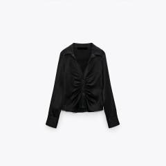 Slim-fit silk satin shirt