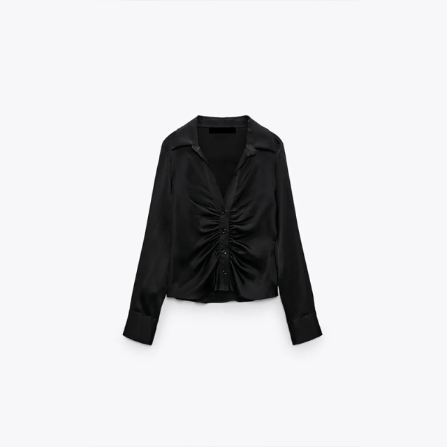 Slim-fit silk satin shirt