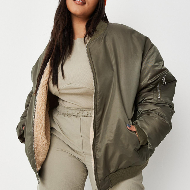 Reversible oversized bomber jacket
