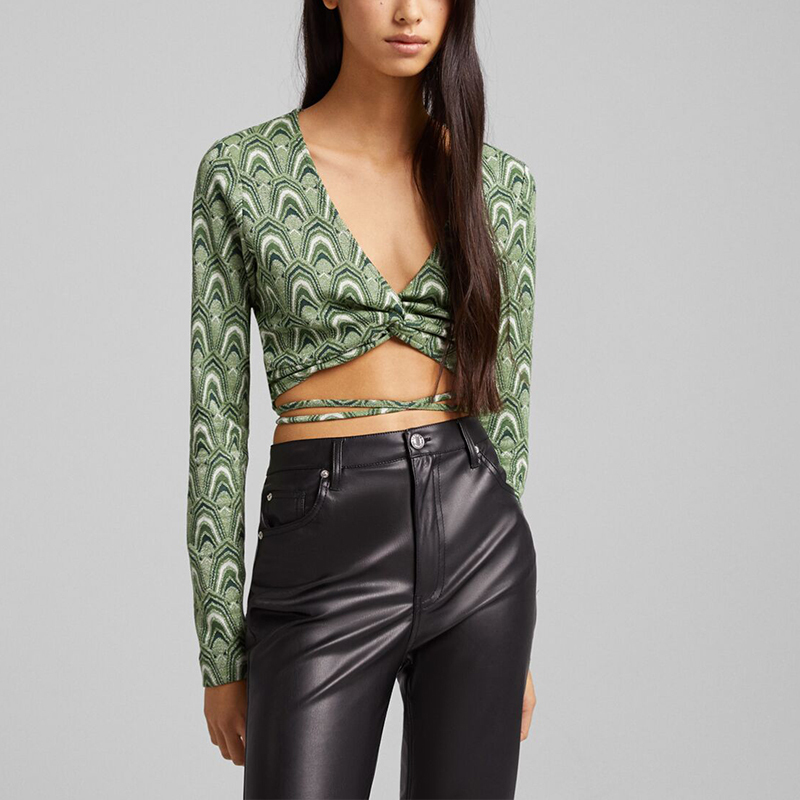 Long sleeve top with cross straps