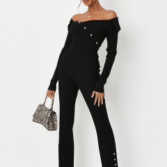 Black rib knit top