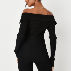 Black rib knit top