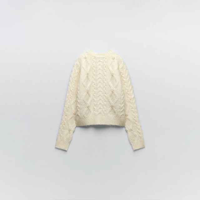 Pearl embellished knitted jacket