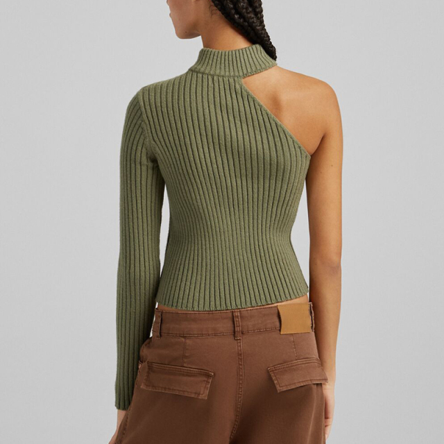 High neck asymmetric sweater
