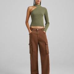 High neck asymmetric sweater